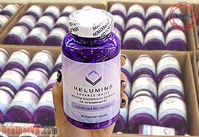 Viên uống trắng da cao cấp Relumins Advance White 1650mg Glutathione Complex hàng chính hãng USA với thành phần chống oxy hóa cực mạnh, chống gốc tự do, giúp hỗ trợ điều trị, giảm sạm nám, da thâm, tàn nhang, đốm nâu hoặc rối loạn về sắc tố da từ bên trong. Giá 790.000đ.