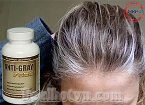 Viên uống trị tóc bạc sớm ANTI GRAY 7050 60 viên hàng nhập khẩu từ Mỹ. Giúp tóc hết bạc và trở nên khỏe hơn. Giá 330.000đ