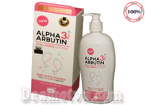 Lotion Sữa Dưỡng Trắng Da Alpha Arbutin 3 Plus+ Collagen 500ml – nhập khẩu từ Thái Lan 500ml mẫu mới. Giá 140.000đ